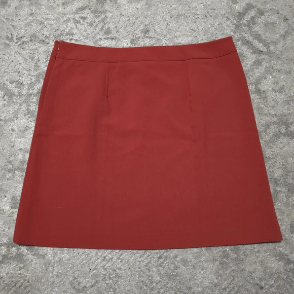 ANN TAYLOR FACTORY Nwt Rust Spice Faux Button Front Mini A-line Skirt, Size 16 - Picture 7 of 13